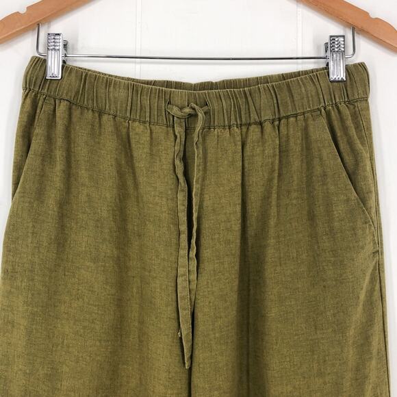 Nicole Miller Linen Blend Baggy Pant Drawstring Lagenlook Boho Size Small Green - Picture 2 of 16
